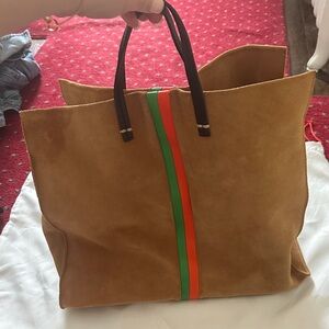 Clare V. Simple Stripe Suede Tote